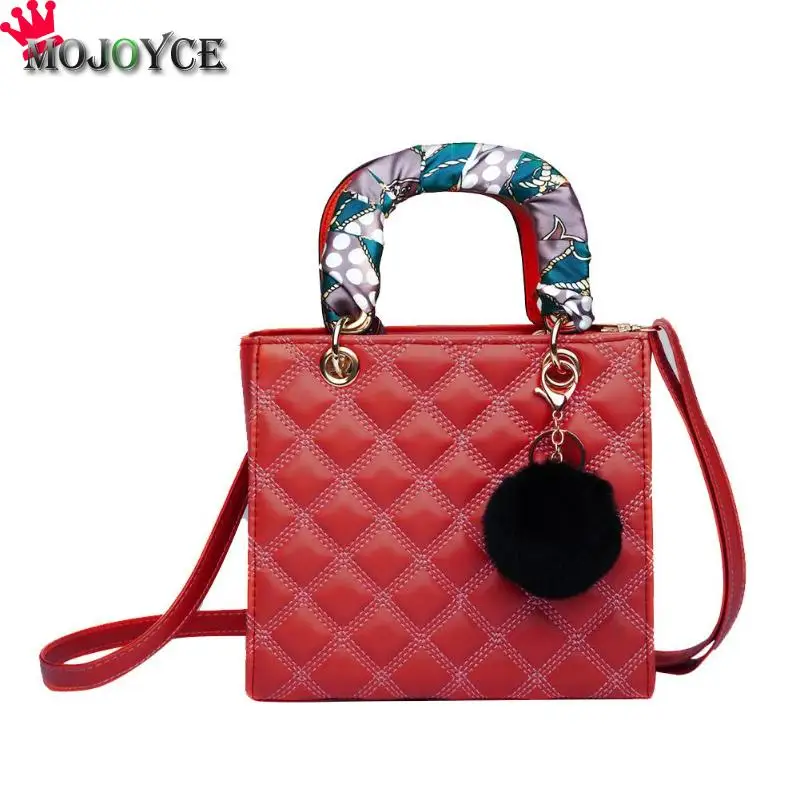Женская сафьяно ромбовидная решетка кожаные сумки Мини квадратная сумка через плечо модная сумка на плечо кошелек Bolsa Feminina - Цвет: Красный