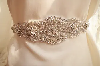 

Bridal sash Applique, pearl beaded rhinestone applique, RAzp083