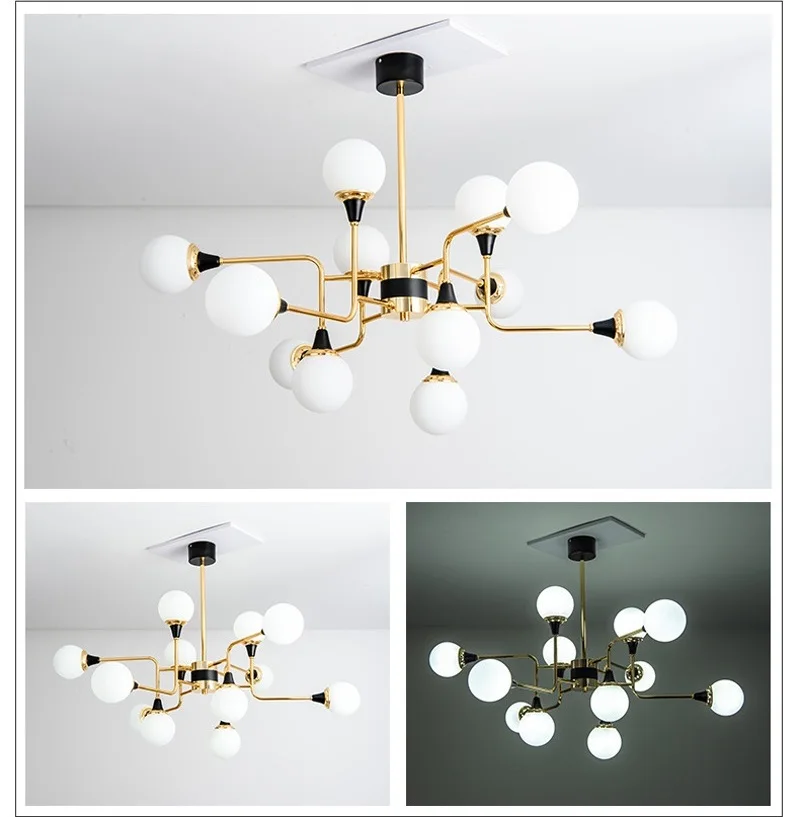 LOFT Modern Gold Lustre chandeliers 12Heads LED Bulb Lamp Art Spider Ceiling luminaire Fixture8