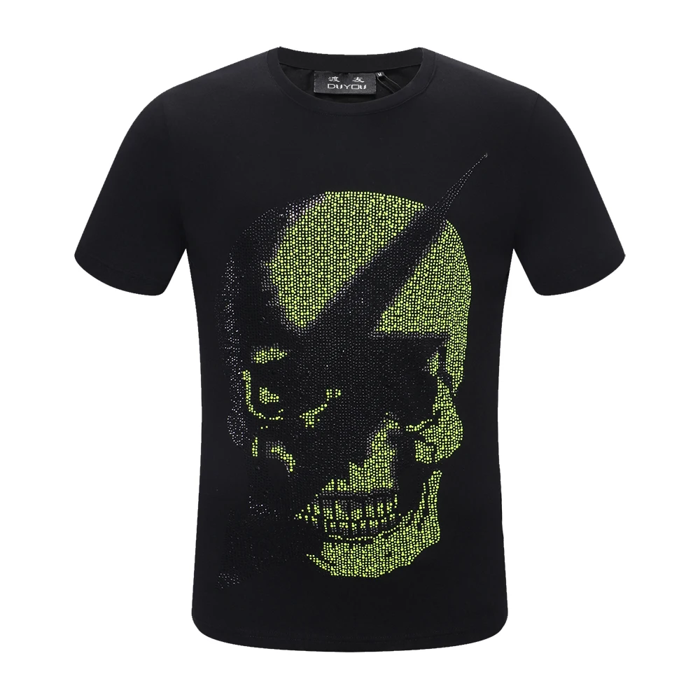 

PP Bag Packaging!Mens Designer T Shirt Men Short Sleeves Tshirt Men Cotton Tees Summer Rhinestone Lightning Arrow Skull T Shirts