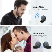 Bluetooth 5,0 беспроводные настоящие наушники TWS спортивные наушники 10 м подключение стерео наушники IPX5 Водонепроницаемый черный с двойной микрофон