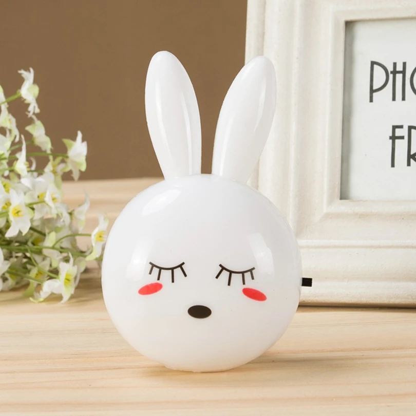 3 Colors LED Cartoon Rabbit Night Lamp Switch ON/OFF Wall Light AC110-220V EU US Plug Bedside Lamp For Children Kids Baby Gifts wall night light