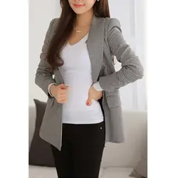 Женская одежда с длинным рукавом решетки одна кнопка деловые блейзеры с карманами офисный женский формальный тонкий базовые костюмы SJ2585U