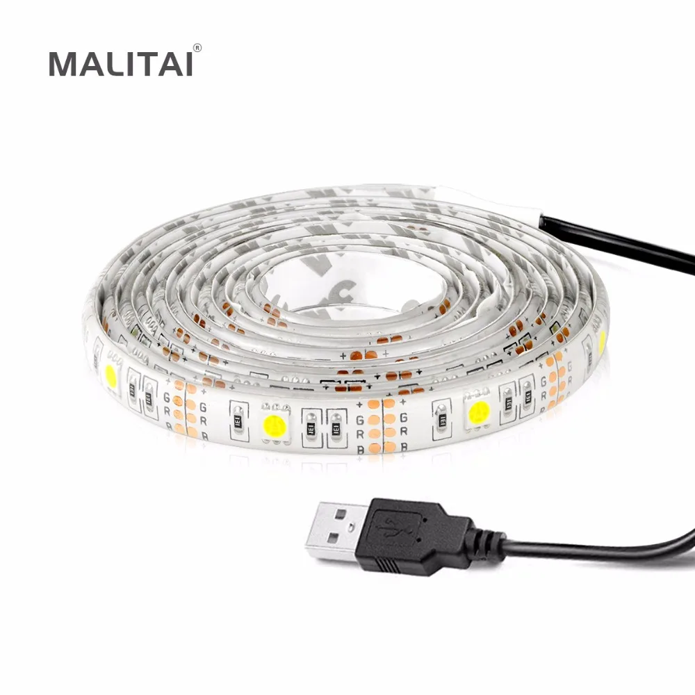5 в 50 см 1 м 2 3 4 USB кабель питания Светодиодная лента светящаяся SMD 5050 2835