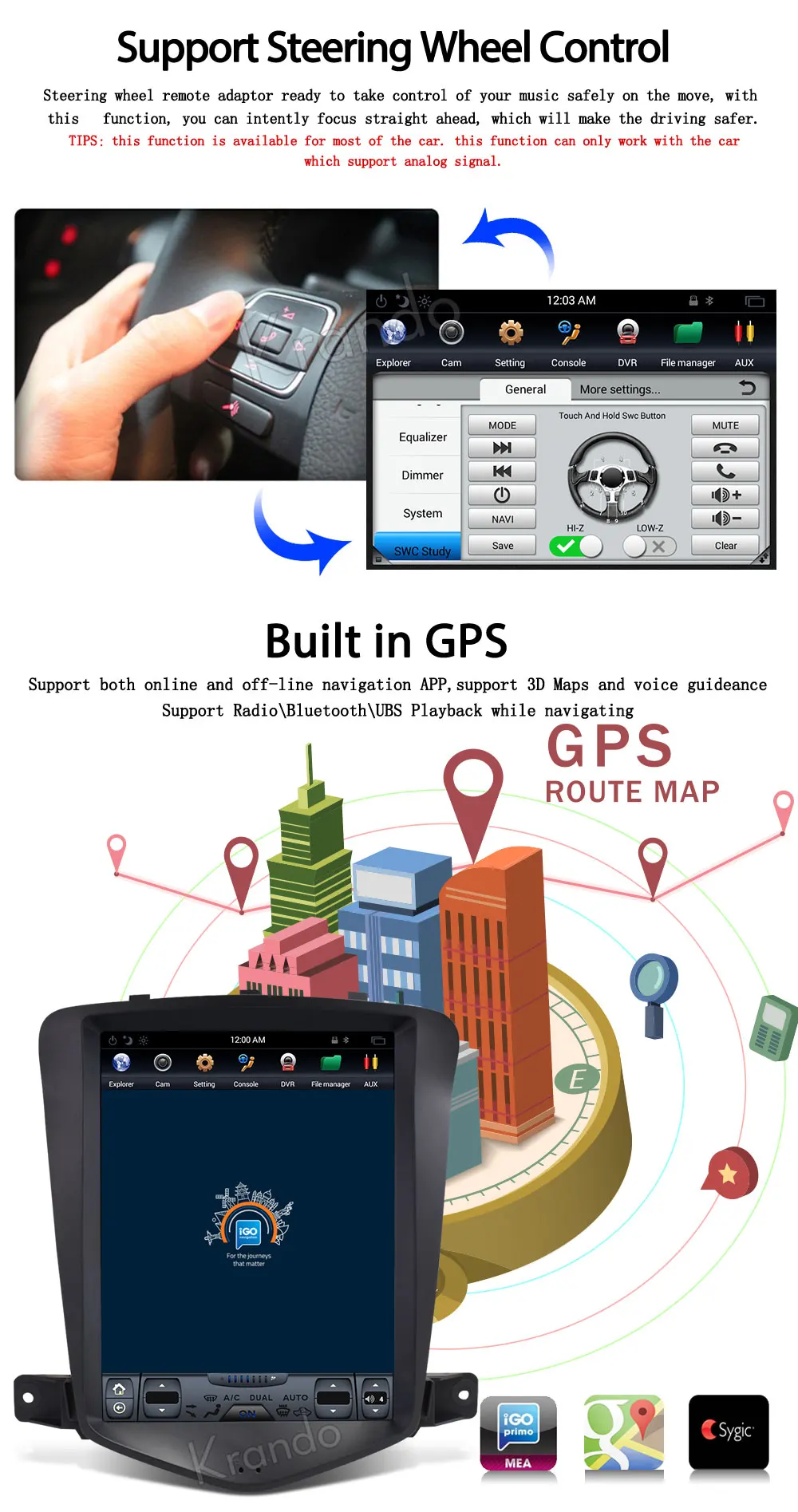 Sale Krando Android 8.1 9.7" Tesla Vertical screen car audio radio system GPS for Chevrolet Cruze 2009-2014 navigation player BT 7