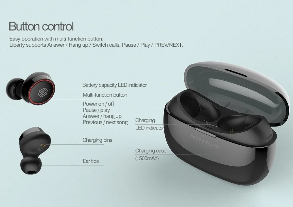 Продажа NILLKIN наушники вкладыши TWS bluetooth наушники Blutooth 5,0 наушники с зарядный чехол микрофон громкой связи bluetooth гарнитура наушники игровые Беспровод...