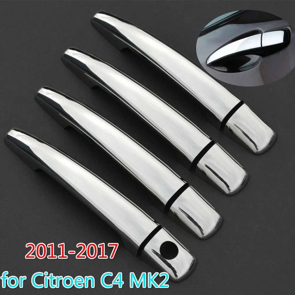

For Citroen C4 MK2 2011-2017 Chrome Door Handle Cover Trim Set C4L 2012 2013 2014 2015 2016 Car Accessories Stickers Car Styling