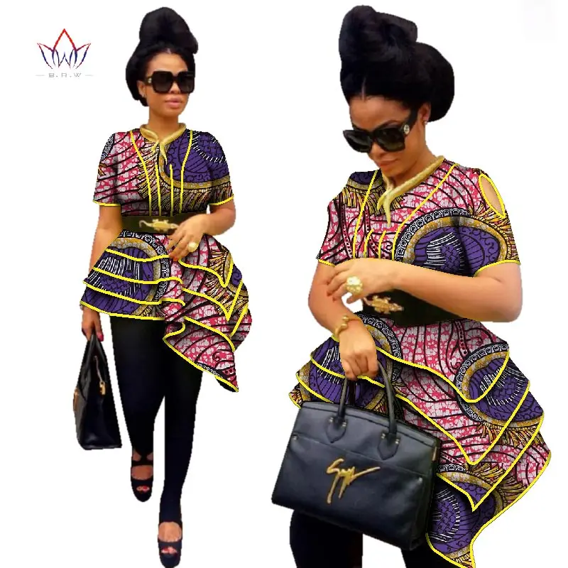 BRW Africa Style Women Modern Fashions Womens Tops Dashiki African Print Tops Shirt Plus Size M-6XL Women Clothing WY2576