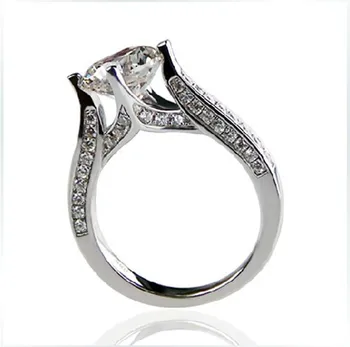 

Gallant Special Paved 14K Mount Jewelry Ring 1CT SONA Diamond Ring for Female Engagement Great Fire Solid White Gold
