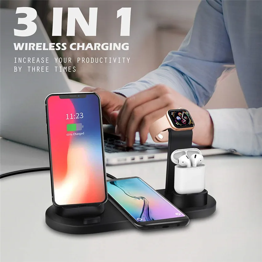 

3in1 Wireless Charging Stand Charging Station for Multiple Qi Fast Wireless Charging Dock Compatible iPhone X/S/R/MAX Airpods