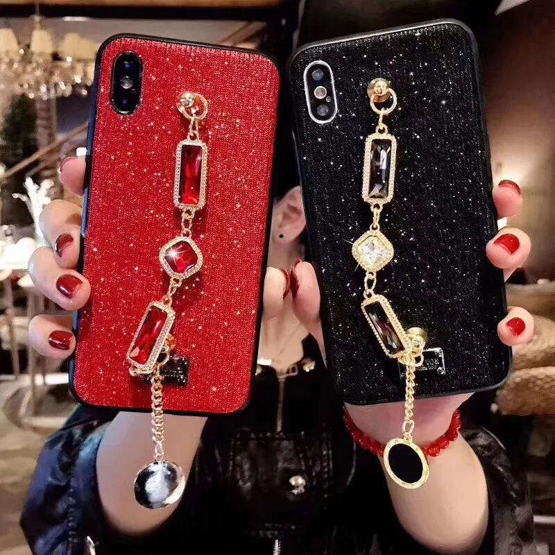 

Glaring sparkle Shining Classical red black diamond chain bracelet magical bling phone case for iPhone 6 6s 7 8 plus X
