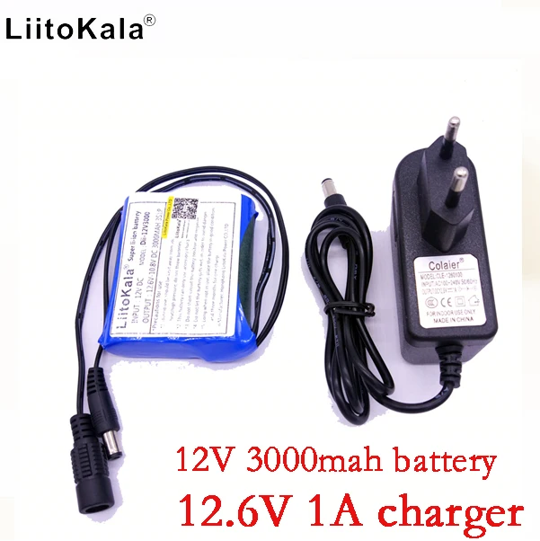 Liitokala Новый 12V 3000mAh литий-ионный 3Ah Аккумулятор для камеры + 12 6 V 1A зарядное