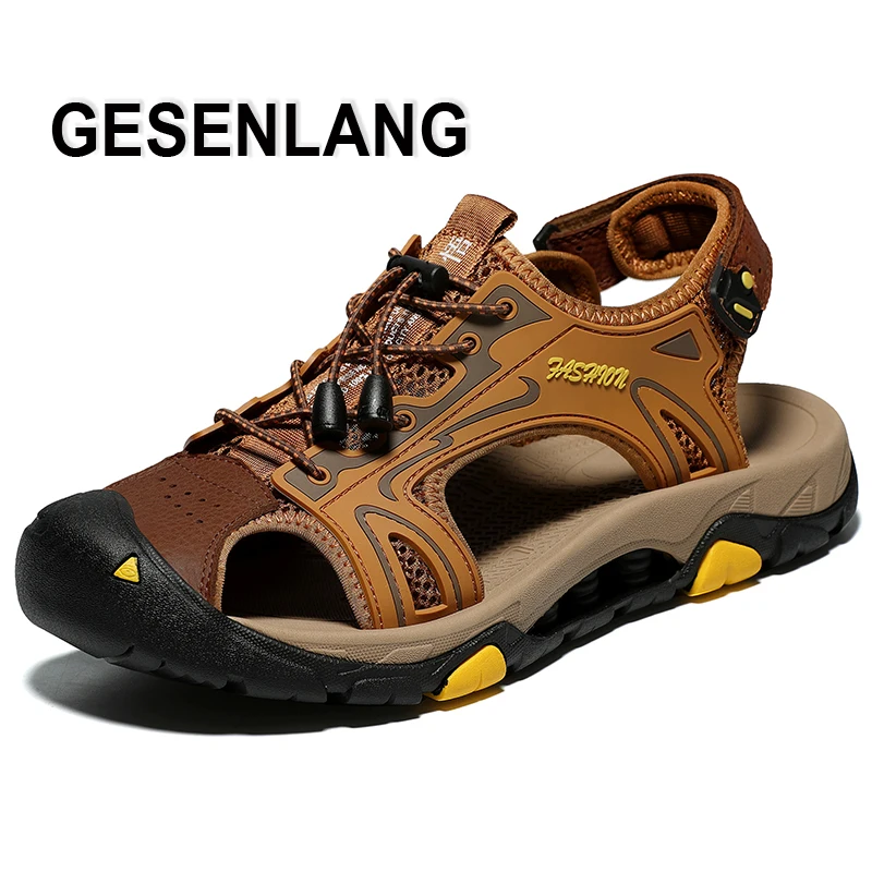 

Summer Men Sandals Closed-Toe Cap Anti-Collision Outdoor Man Sneakers Quick-Drying Walking Water Fishing Beach Male Sports Shoes