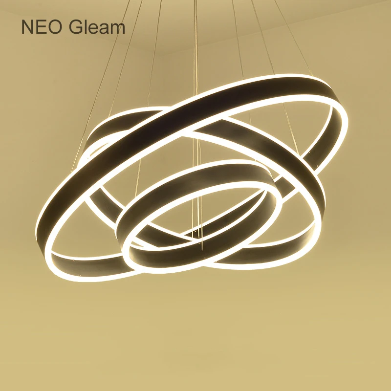 

NEO Gleam Aluminum White/Black/Gold Led Hanging Chandeliers For Living Dining Room Kitchen Modern Led Pendant Chandelier Fixture