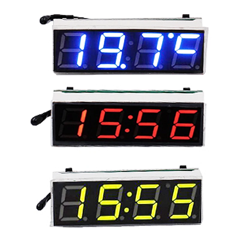 

3 in 1 car vehicle digital tube clock temperature voltage LED With the electronic watch clock module voltmeter DC5.0~30V 40%off