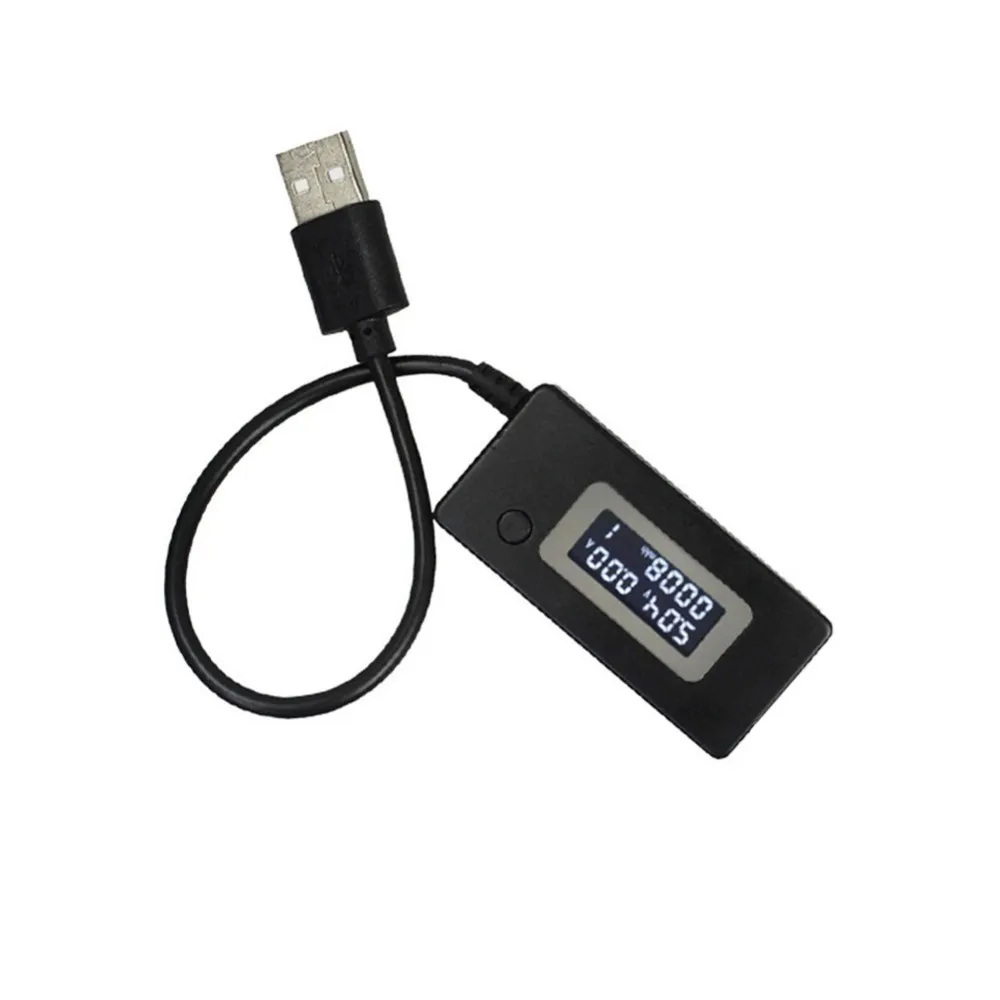 Белый хвост ЖК-дисплей USB ток вольтметр монитор тестер обнаруживает мобильный телефон зарядки мощность мобильного - Цвет: black   A