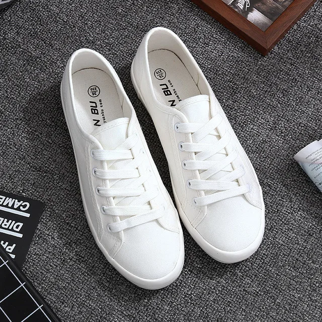 White Canvas Shoes Sports Tennis Women Shoes Autumn Flat Oxford Shoes