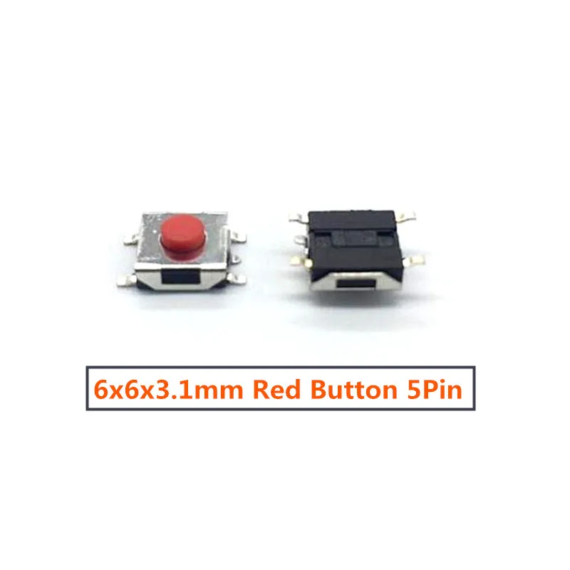 200/1000PCS 6x6x3.1mm 4Pins 5Pins Tactile Switches Push Button SMD Tact Switch 6*6*3.1mm Red Black Button Micro Switch dimmable light switch