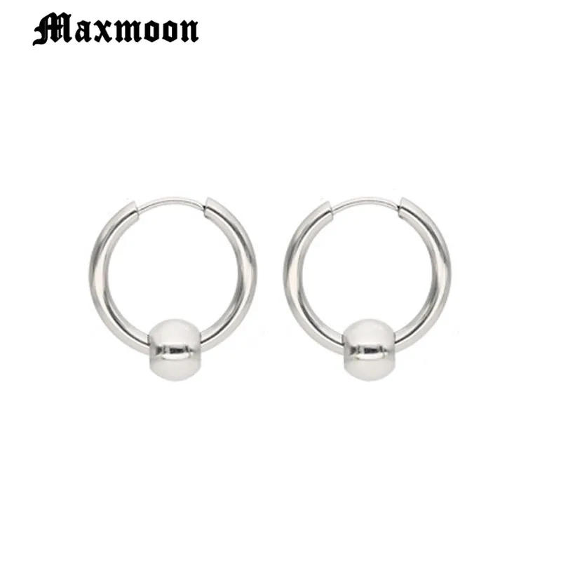 Круглые серьги из нержавеющей стали Maxmoon титановой мужские аксессуары для