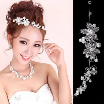 

Faux Pearl Flower Crystal Rhinestone Prom Party Bridal Headband Hair Band Tiara