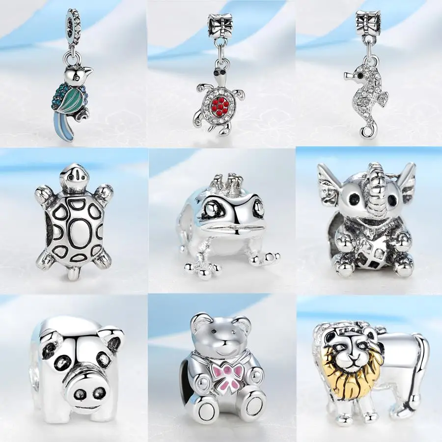 Buy Silver Bead Charms Cute Animals Pendant Charms Fit