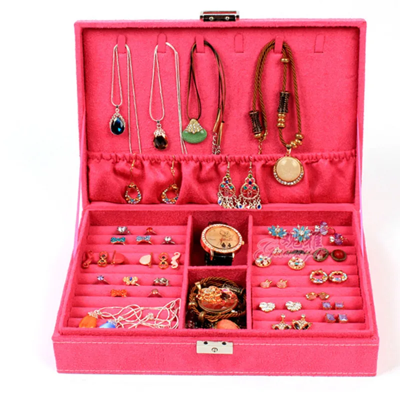 Portable flannelette jewelry organizer Fashion and noble Lovely princess jewelry box Korean style earrings storage casket Portable flannelette jewelry organizer Fashion and noble Lovely princess jewelry box Korean style earrings storage casket