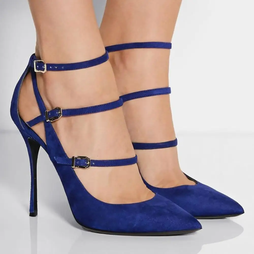 

Women's Handmade High Heel Pumps Buckle Straps Daily Wear Shoes Kid-suede Party Office Fashion Dress Court Shoes D030