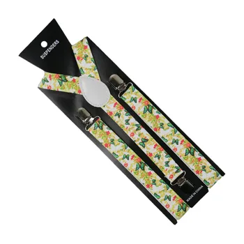

Winfox Men women Unisex Clip-on Braces adjustable Elastic Suspender 4 Colors butterfly pattern Y-back Suspenders