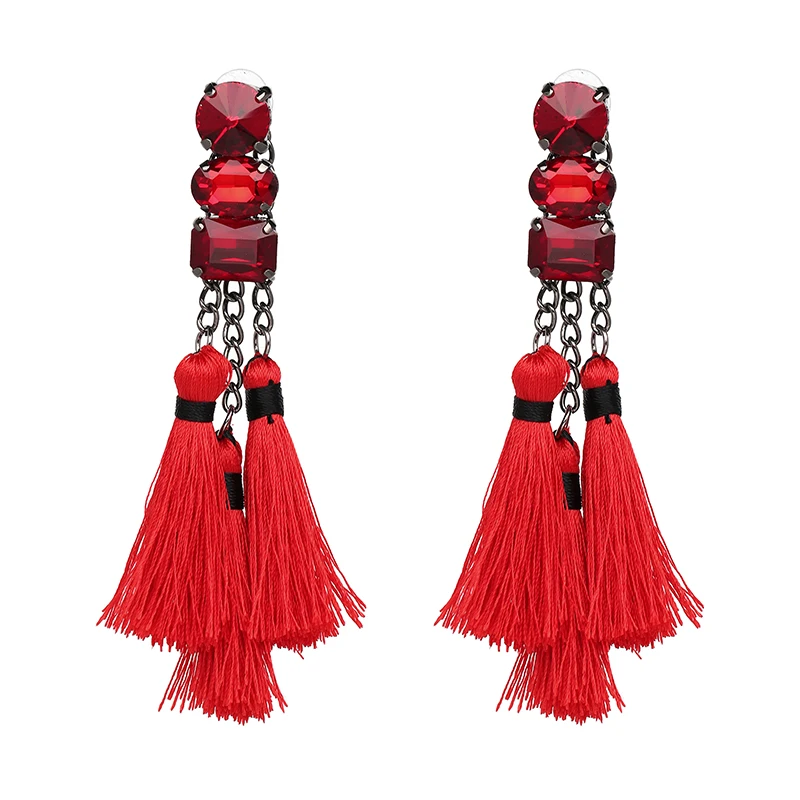 8 дизайн винтажные красные длинные серьги с кисточками для женское модное кольцо квадратная серьга роскошные большая цепь серьги прекрасный подарок ювелирные изделия - Окраска металла: W1109RD1