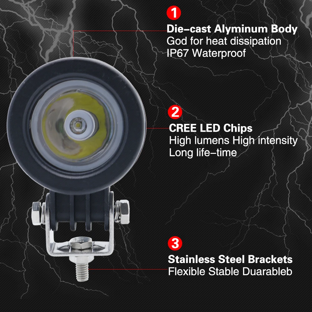 2x10 Вт светодиодный рабочий светильник, круглый прожектор для вождения, 2 дюйма, 12 В, автомобильный, внедорожник, ATV, 4X4WD, внедорожный, мотоциклетный, грузовик, головной светильник