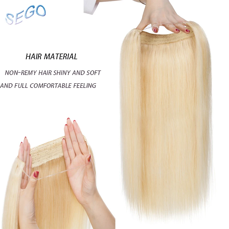 SEGO Straight Pure Color Wire Human Hair Extensions Invisible Wire Flip in Hair Extensions Non-Remy Hair With Double Weft width