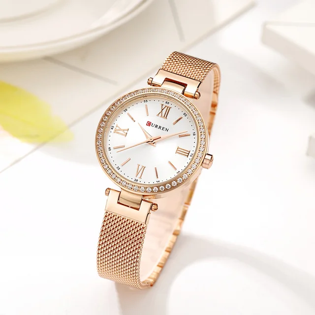CURREN Fashion Women's Bracelet Watches Rhinestones Case Shell Surface Ladies Cl CURREN Fashion Women's Bracelet Watches Rhinestones Case Shell Surface Ladies Cl