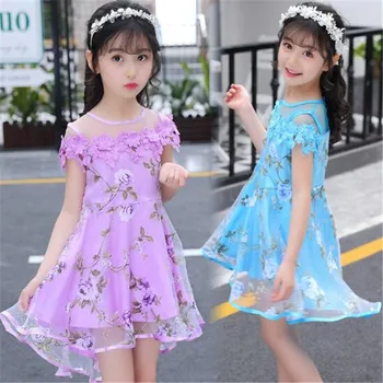 

JMFFY Flowers Girls Dress Summer Princess Toddlers 2019 Children Dancing Clothing Wedding Kids Party Clothes Dresses for Girl