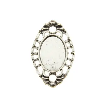 

10pc Antique Silver Connectors for Jewelry Oval Cabochon Base Settings Fit Glass Cabochons 13x18mm Metal Embellishments F1040