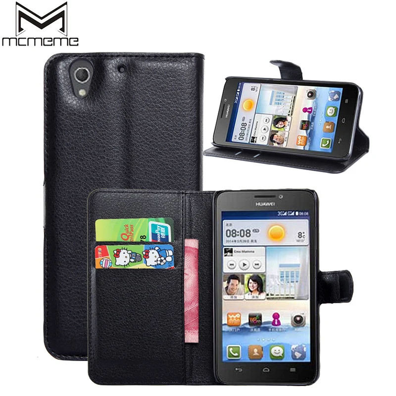 

MCMEME Case For Huawei Ascend G630 PU Leather Luxury Lychee Pattern Magnetic Flip Wallet Card Holder Phone Cover For Huawei G630