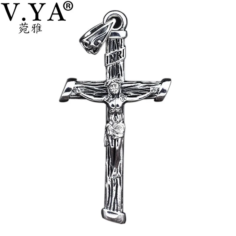 V. YA, индивидуальное христианское ожерелье с крестом, 925 пробы, серебряный крест, подвеска для мужчин, мужчин, женщин, тайское серебряное ювелирное изделие - Окраска металла: Pendant - no chain
