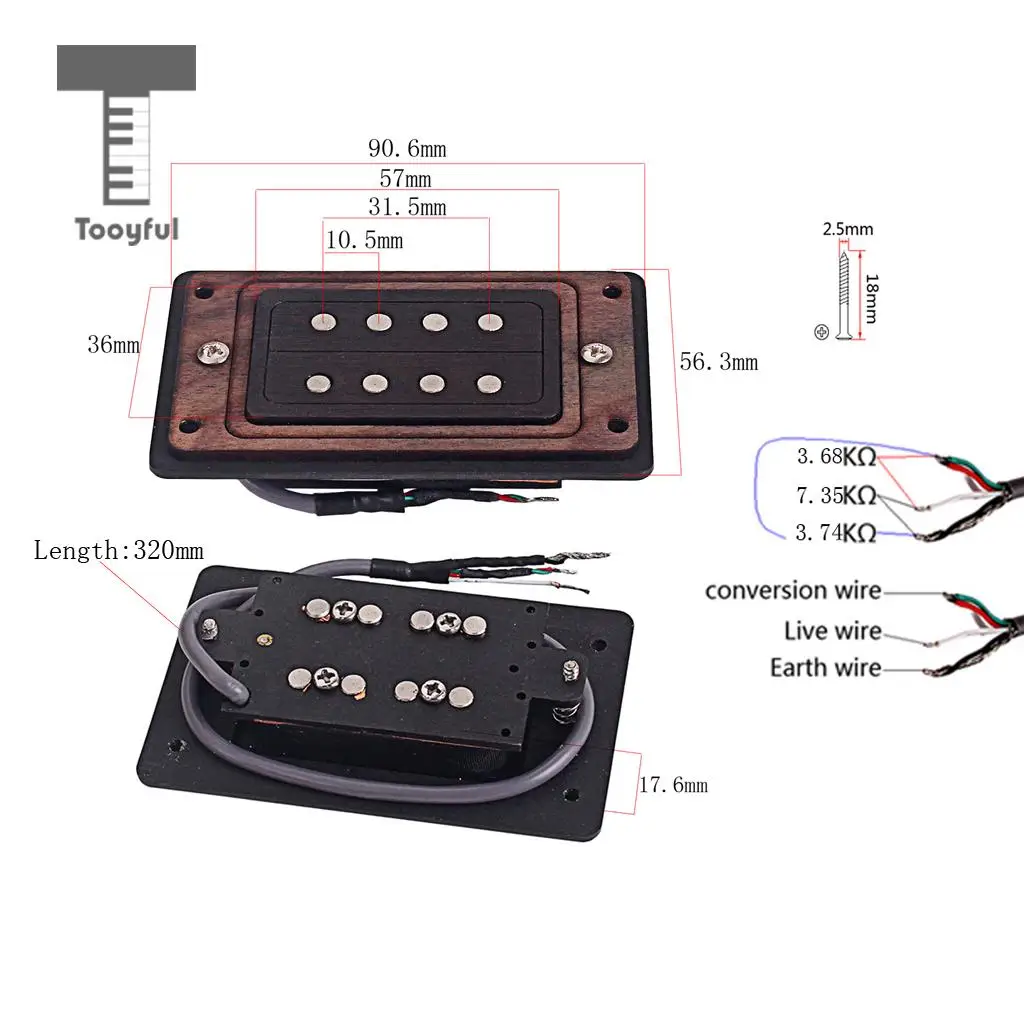 Tooyful Iron Alnico 5 Humbucker Pickup Set for 4 String Cigar Box Guitar Replacement Parts