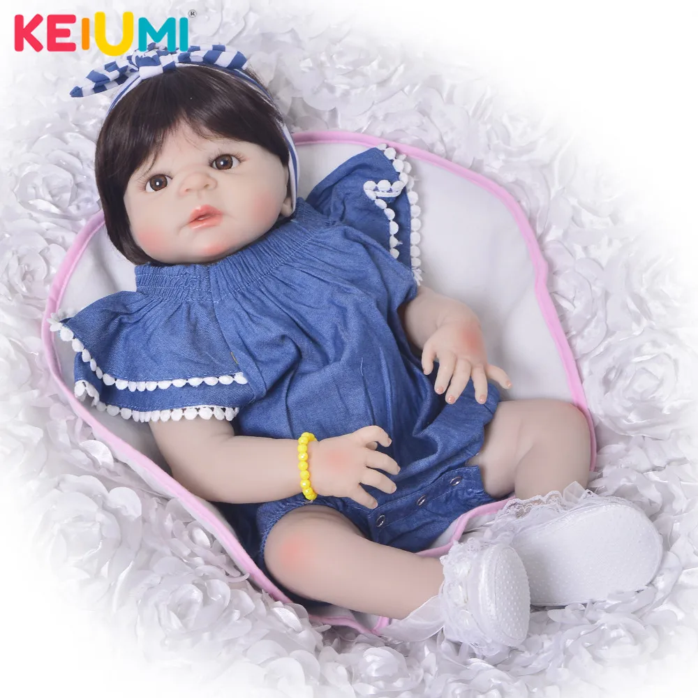 

New 23 Inch Reborn Baby Girl Dolls Full Body Silicone Vinyl Lifelike 57 cm Princess Reborn Dolls For Kids Birthday Gift