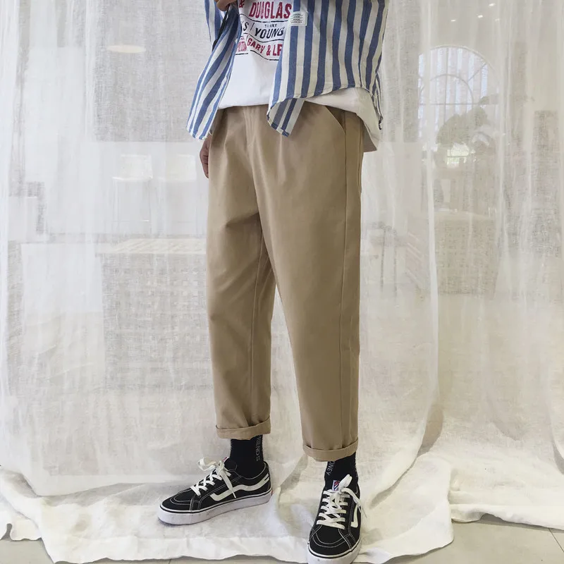 Fashion Casual Men's Harem Pants Spring And Autumn New M-2XL Solid Color Loose Trousers Black Khaki Personality Youth Popular