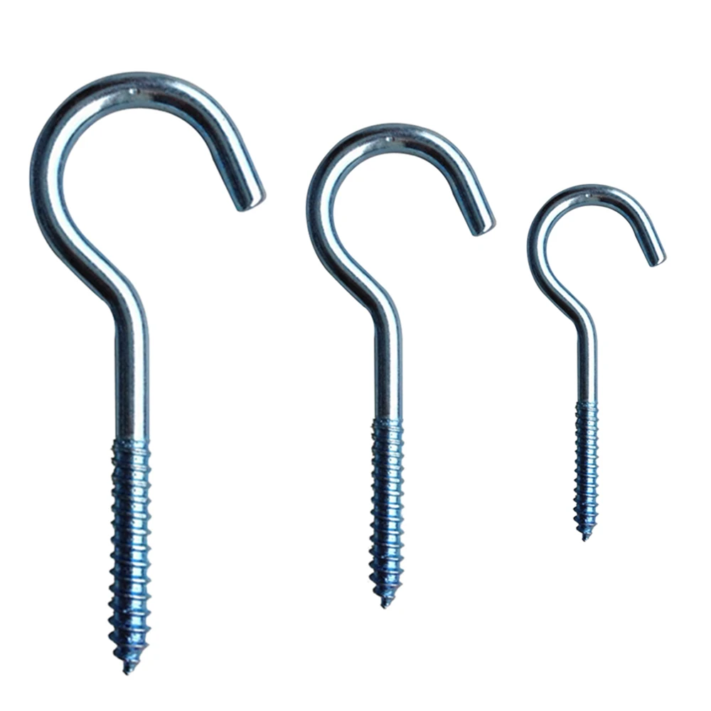 90 Pcs/Set Sheep Eye Hooks Question Mark Hook Metal Screw Threaded Peg