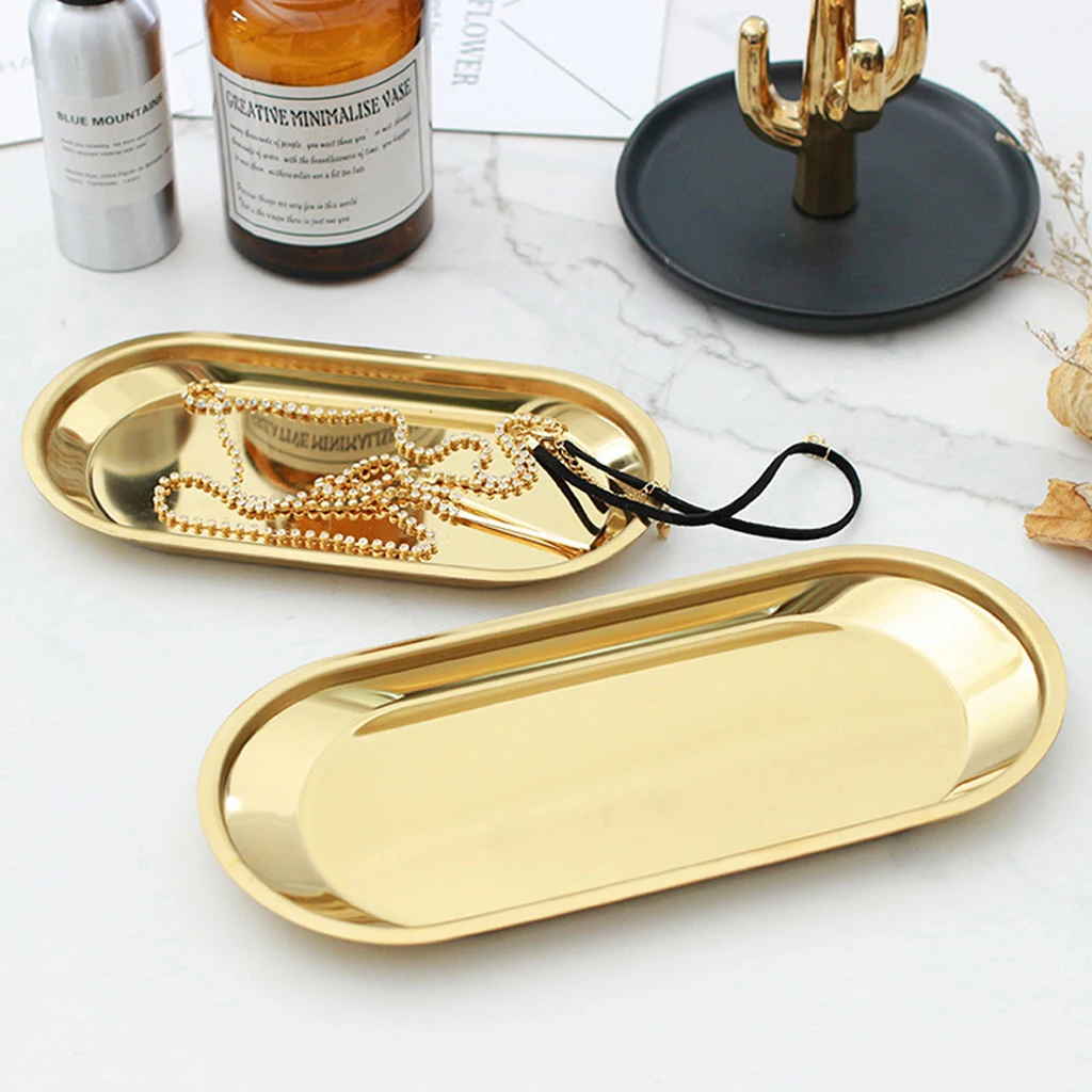 Stainless Steel Towel Tray Storage Tray Metal Dish Plate Tea Storage Container for Fruit Cosmetics Home Kitchen Use
