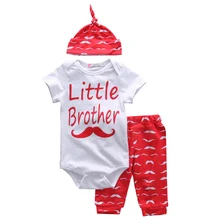 Комплект из 3 предметов, комплект одежды для новорожденных девочек и мальчиков, топы, комбинезон, штаны с короткими рукавами, шапочка, одежда для малышей 0-3 месяцев