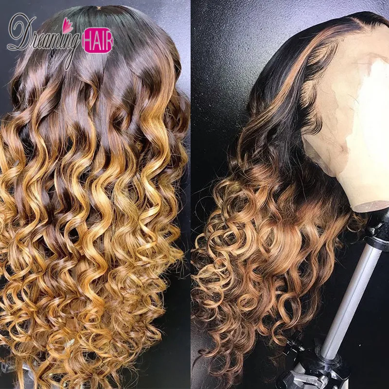 1B/30 Water Wave 13x6 Lace Front Human Hair Wigs With Baby Hair Wavy Pre Plucked Ombre Color Brazilian Remy Hair Wigs For Women