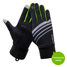 Для мужчин и женщин отражающий светильник в полоску для ночного бега перчатки осень зима Спорт на открытом воздухе Велоспорт мотоцикл полный палец перчатки