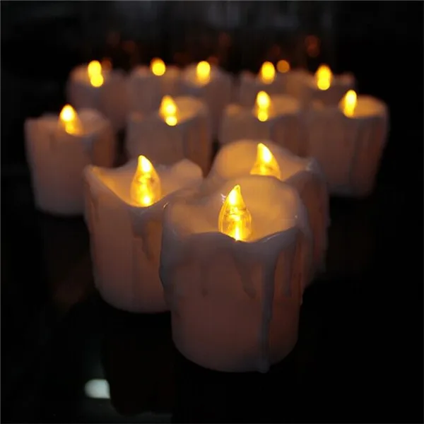 Набор из 12 успокаивающих вотивных свечей, Желтый Мерцающий СВЕТОДИОДНЫЙ подсвечник с таймером, мигающий, без дыма, для романтических подарков в помещении