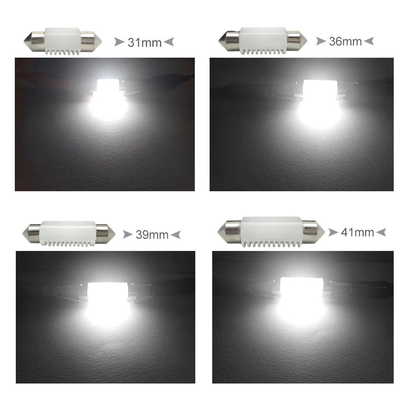 CNSUNNYLIGHT 4pcs C5W LED Car Festoon 31mm 36mm 39mm 41mm Dome Interior Reading Light Map Lamp License Plate Bulb DC 12V 24V Error Free (10)