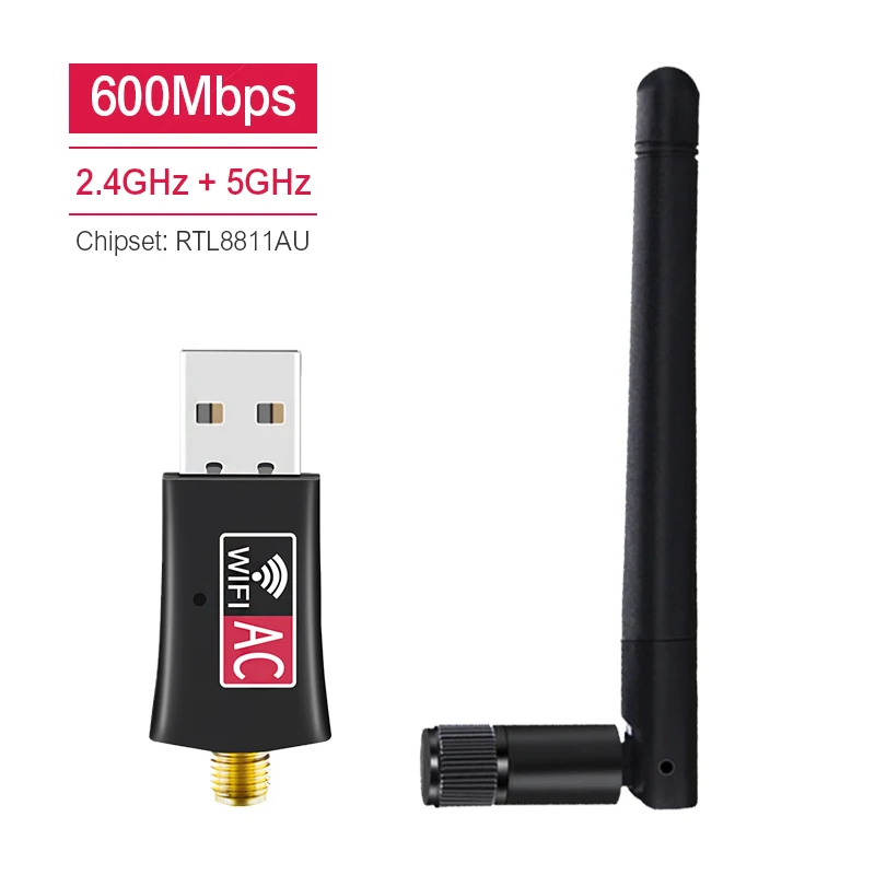 USB wifi адаптер AC600 2 4 ГГц 5 Wi-Fi с антенной Dual Band 600 Мбит/с ПК мини-компьютер приемник