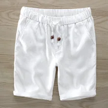 Новые Летние повседневные шорты мужские льняные модные стильные мужские шорты-бермуды пляжные 4 цвета шорты плюс размер 30-40 шорты для мужчин