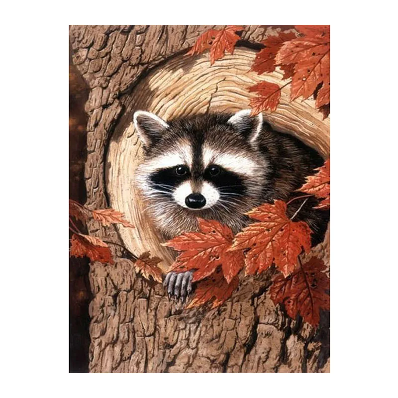 Diamond Mosaic Picture Pattern Cross Stitch Rhinestone Diy Painting Embroidery Raccoon painting | Дом и сад
