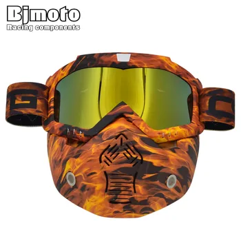 

BJMOTO Modular Mask Detachable Goggles And Mouth Filter Perfect for Open Face Motorcycle Half Helmet or Vintage Helmets